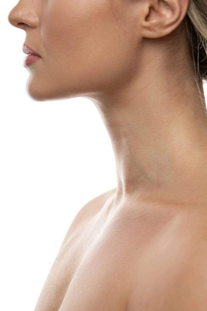 Closeup of female neck with a smooth skin